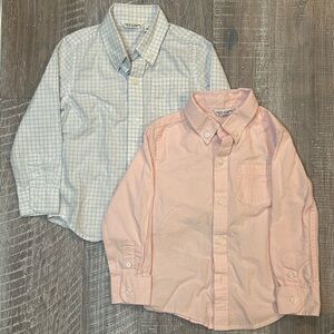 Two Janie and Jack “The Oxford Shirt” in solid pink and pale blue gingham 2T